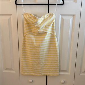 American Eagle Outfitters Strapless Yellow and White Dress